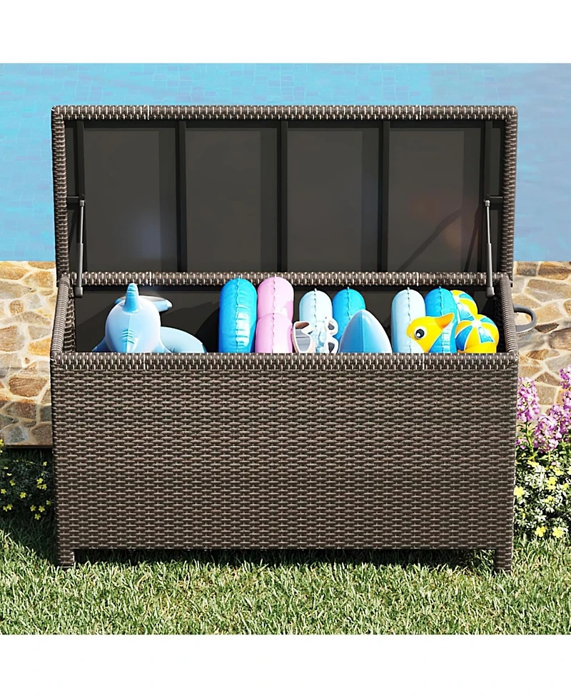 gaomon Wicker Deck Box, 125 Gallon All-Weather Outdoor Storage Rattan Bin for Patio Furniture, Cushions