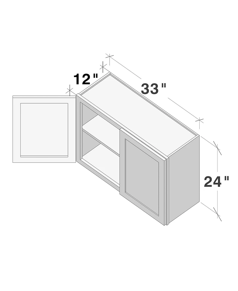Boyel Living W33 Wall Cabinet with Full Overlay Hdf Door for Custom Kitchen or Bathroom