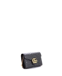 Pre-Owned Gucci Mini Gg Marmont Chain Wallet Matelasse Leather