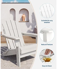 gaomon Folding Adirondack Chairs Set of 6, Hdpe Plastic Outdoor Chairs with Wood Texture 380 Lbs & Weather Resistant for Fire Pit, Deck, Patio, Pool