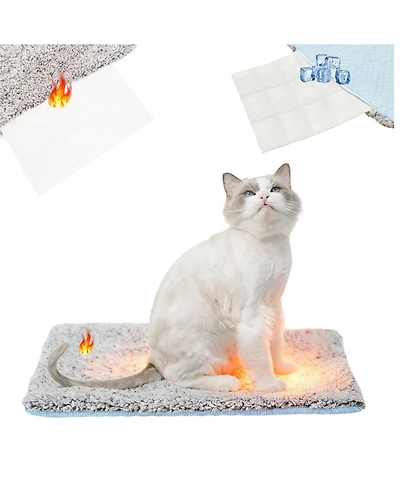 Aronkl 2 in 1 Self Warming Cooling Pet Mat Machine Washable Portable for Cats Dogs All Seasons