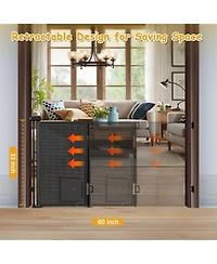 Aronkl Retractable Pet Gate with Cat Door Mesh Dog for Indoor Outdoor Use