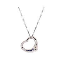 Pre-Owned Tiffany & Co Elsa Peretti Open Heart 5 Sapphires Pendant Necklace