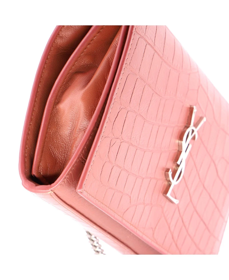 Pre-Owned Saint Laurent Small Classic Monogram Wallet on Chain Embossed Leather