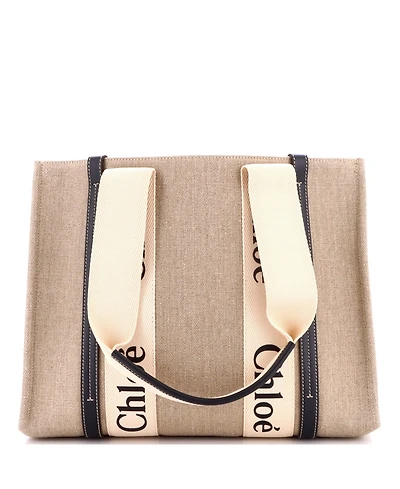 Pre-Owned Chloe Medium Woody Tote Canvas with Leather