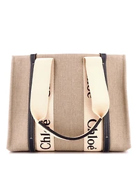 Pre-Owned Chloe Medium Woody Tote Canvas with Leather