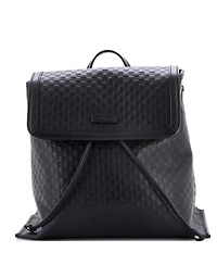 Pre-Owned Gucci Medium Drawstring Flap Backpack Microguccissima Leather