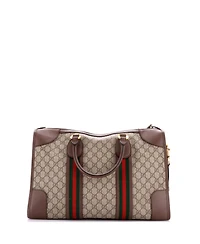 Pre-Owned Gucci Medium Neo Vintage Web Duffle Bag Gg Coated Canvas with Leather