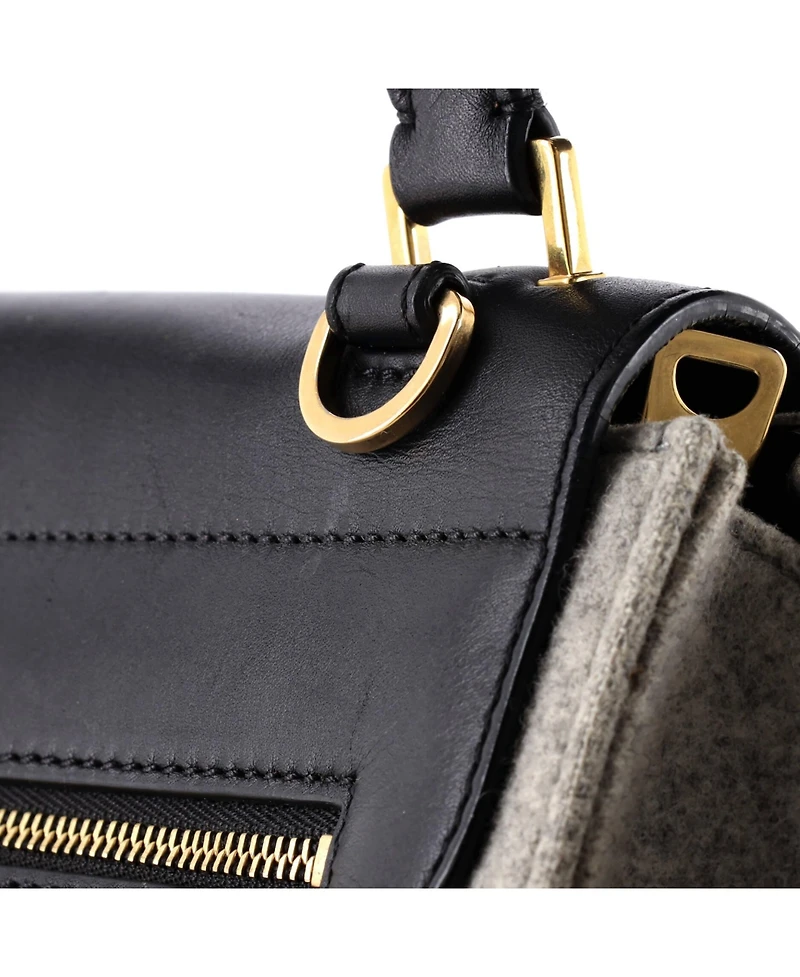 Pre-Owned Celine Medium Trapeze Bag Leather and Felt