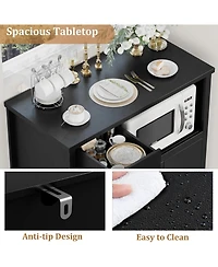 gaomon Kitchen Microwave Cabinet with Storage and Drawers, Modern Small Buffet Glass Doors Adjustable Shelf, Wooden Sideboard