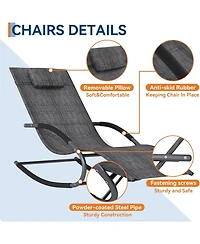 gaomon Outdoor Lounge Chair, Adjustable Patio Chaise Lounge with Pillow 2 Pcs, All-Weather Steel Frame and Breathable Mesh
