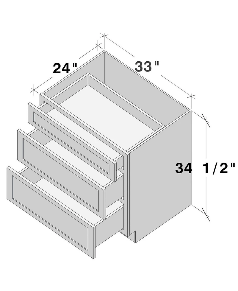 Boyel Living Dove Grey Rta Drawer Base Cabinet with Hdf Full Overlay Doors and Solid Wood Dovetail Drawers
