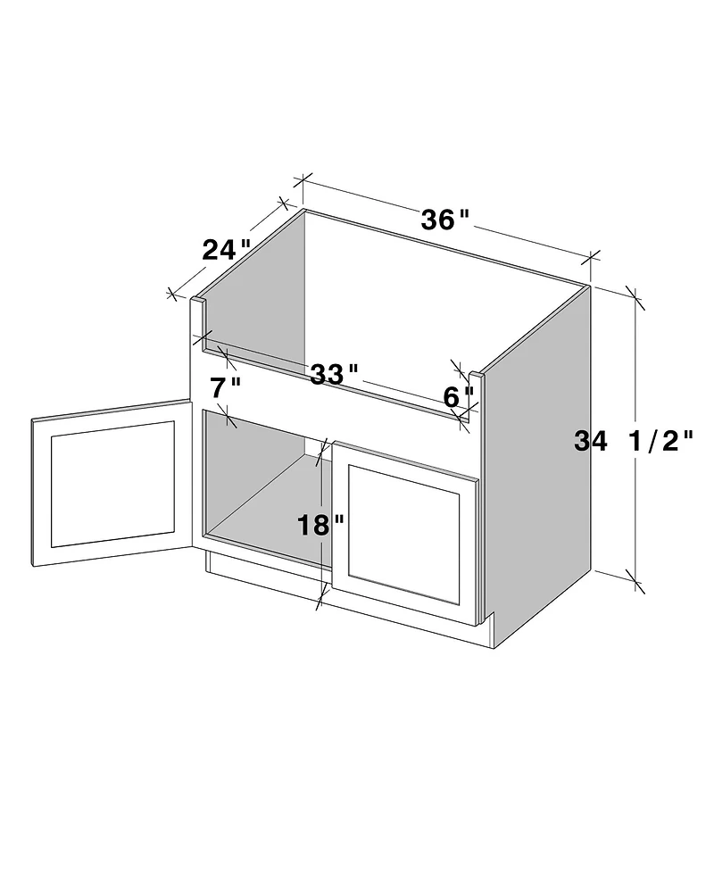 Boyel Living W36" Dove Farmhouse Sink Base Cabinet with Full Overlay Hdf Doors and Dovetail Drawer