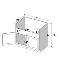 Boyel Living W36" Dove Farmhouse Sink Base Cabinet with Full Overlay Hdf Doors and Dovetail Drawer