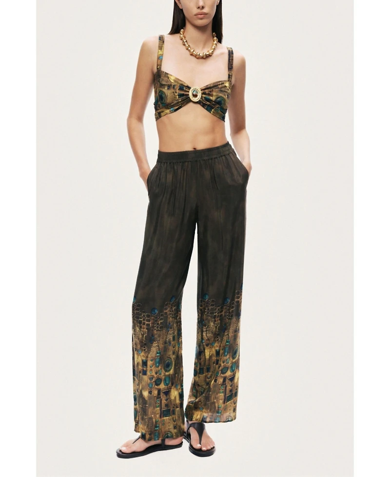 Nocturne Women's Printed Ring Detail Crop Top