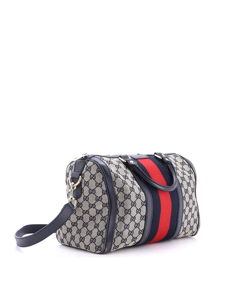 Pre-Owned Gucci Medium Vintage Web Boston Bag Gg Canvas