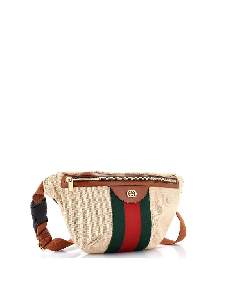 Pre-Owned Gucci Large Zip Belt Bag Vintage Web Canvas