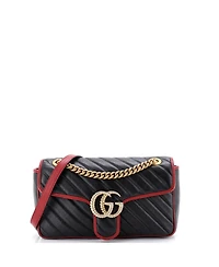Pre-Owned Gucci Small Gg Marmont Flap Bag Diagonal Quilted Leather