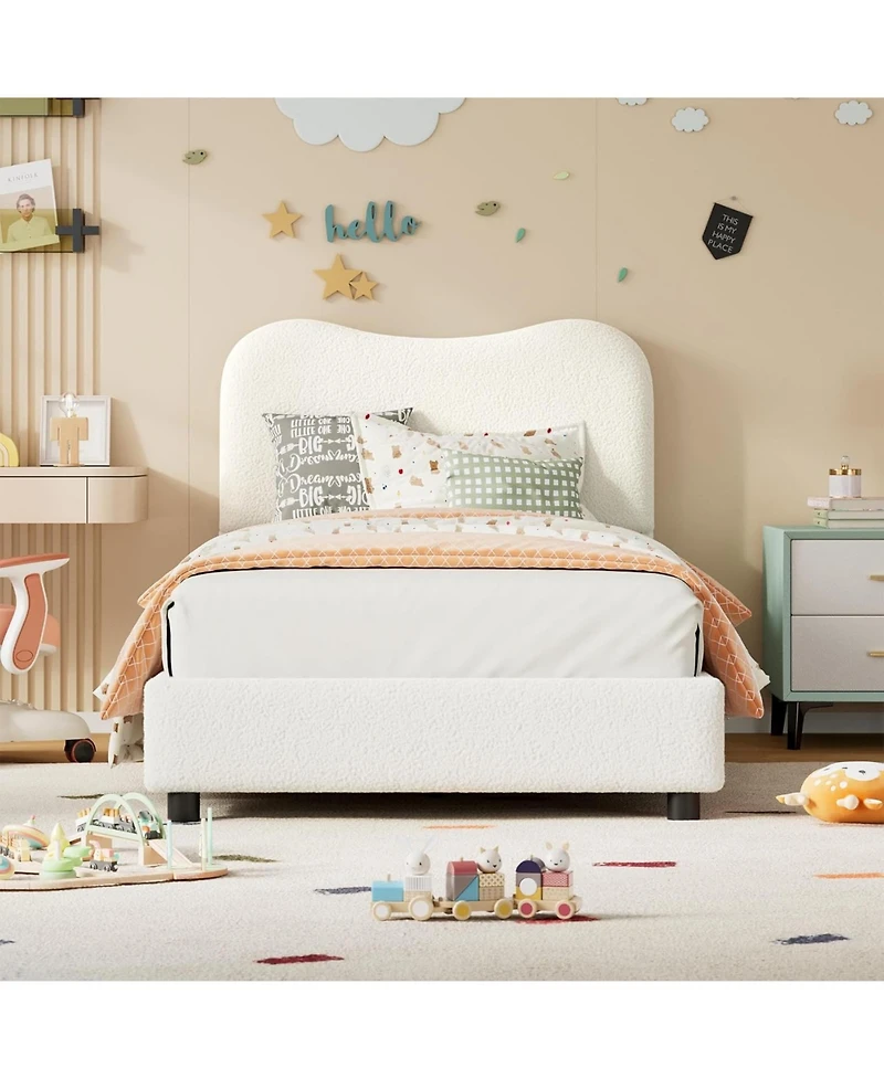 gaomon Boucle Upholstered Cloud Bed Frame with Headboard and Slat Support