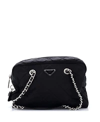 Pre-Owned Prada Medium Chain Shoulder Bag Quilted Tessuto
