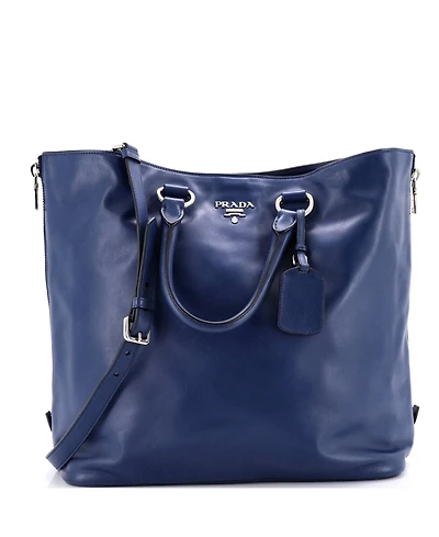 Pre-Owned Prada Large Side Zip Convertible Shopper Tote Soft Calf