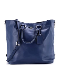 Pre-Owned Prada Large Side Zip Convertible Shopper Tote Soft Calf