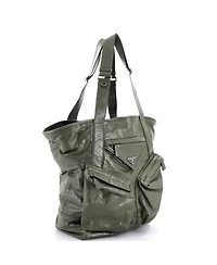 Pre-Owned Prada Tall Triple Front Pocket Tote Leather