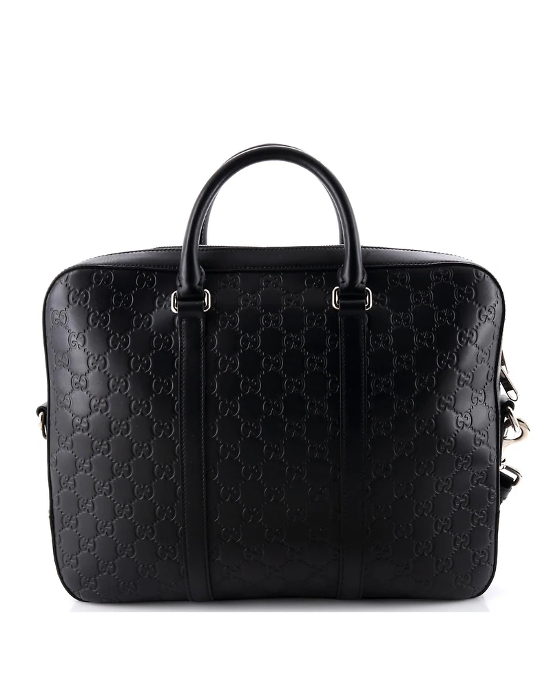 Pre-Owned Gucci Medium Signature Convertible Briefcase Guccissima Leather