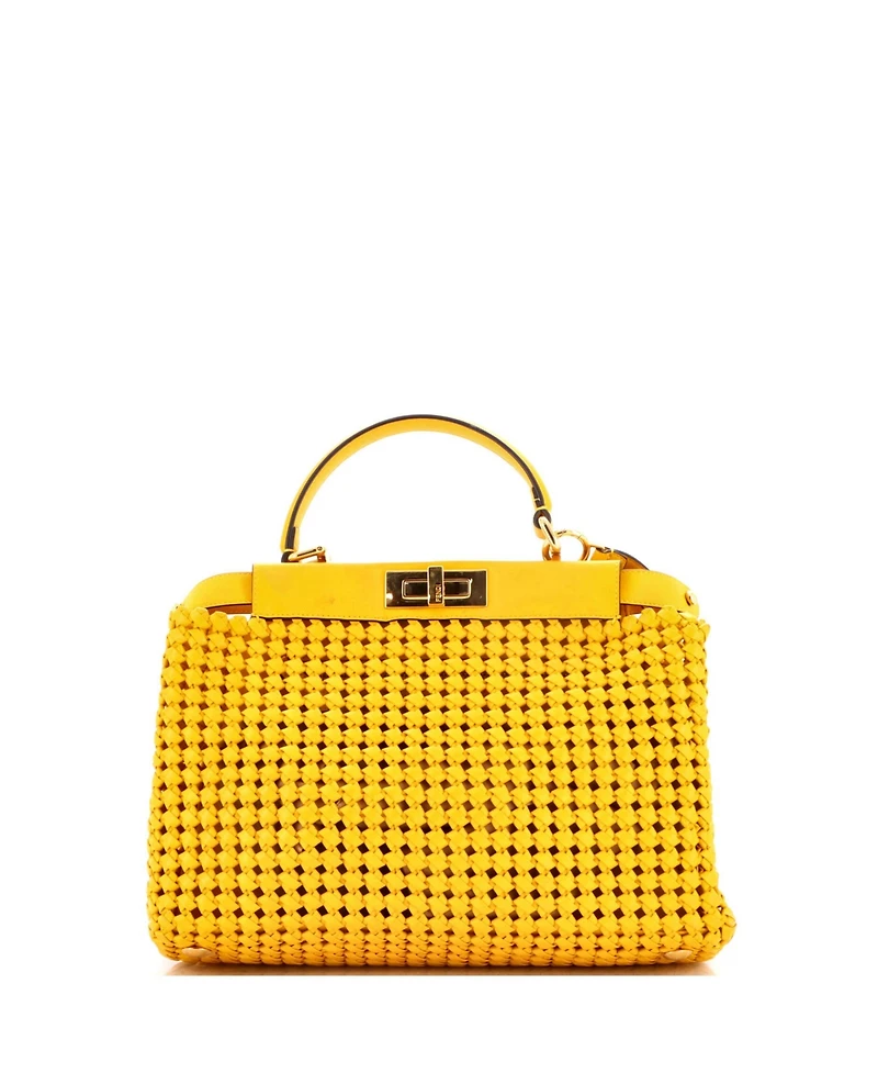 Pre-Owned Fendi Regular Peekaboo Bag Braided Leather