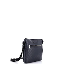 Pre-Owned Gucci Medium Signature Zip Messenger Bag Guccissima Leather