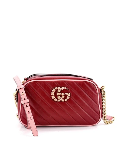 Pre-Owned Gucci Small Gg Marmont Shoulder Bag Diagonal Quilted Leather