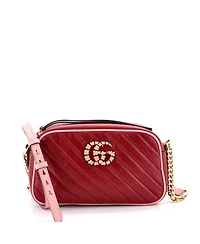 Pre-Owned Gucci Small Gg Marmont Shoulder Bag Diagonal Quilted Leather