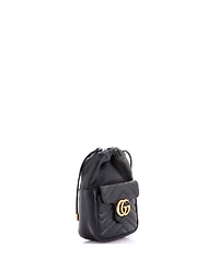 Pre-Owned Gucci Mini Gg Marmont Front Pocket Bucket Bag Matelasse Leather