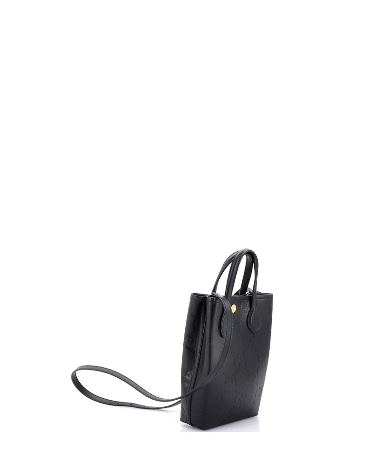 Pre-Owned Gucci Mini Vertical Tote Gg Embossed Leather