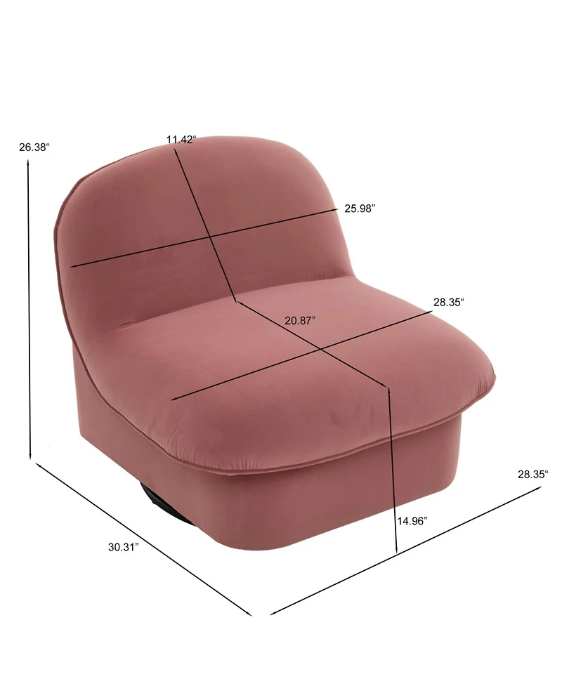 Boyel Living Swivel Accent Chair 360 Degree Metal Base Velvet Pumpkin Shaped for Room Bedroom Office