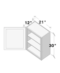 Boyel Living W21" Wall Cabinet with Full Overlay Hdf Door for Custom Kitchen or Bathroom