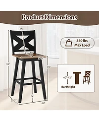 Gymax 29'' Swivel Barstools Set of 2 w/Backrest Large Seat Footrest for Kitchen