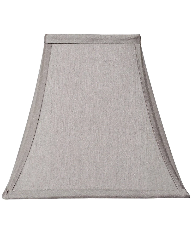 Springcrest Collection Set of 2 Square Lamp Shades Pewter Small 5.25" Top x 10" Bottom x 9.5 High Spider with Replacement Harp and Finial Fitting