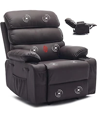 gaomon Pu Leather Recliner: Extra-wide manual recliner with massage, heat, and 1.5× plush arm/back support for ultimate living-room comfort.