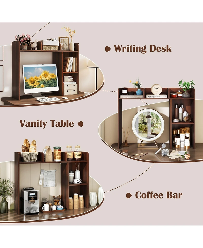 Sugift 3-Tier Multipurpose Desk Bookshelf with 4 Shelves