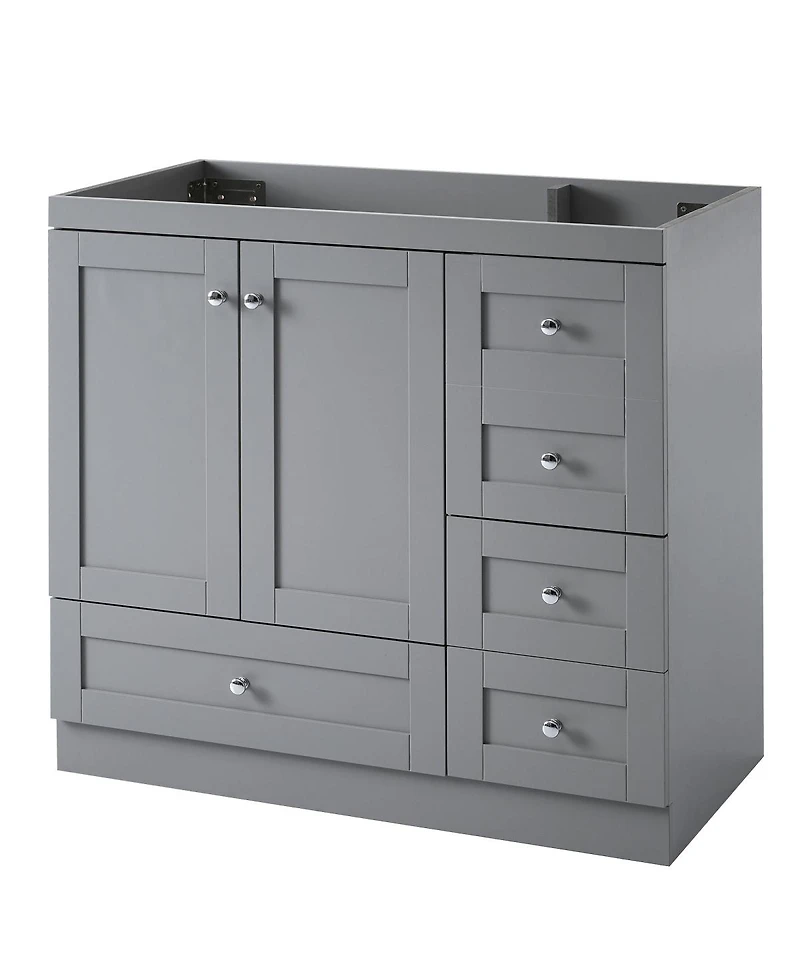 Sillysis 36 Inch Shaker Bathroom Vanity Cabinet, Mdf Storage with Soft Close Drawers and Doors for Small Spaces.