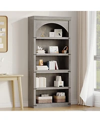 gaomon 68.7" Tall Farmhouse Arched 5-Tier Wooden Bookcase