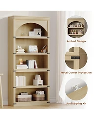 gaomon 68.7" Tall Farmhouse Arched 5-Tier Wooden Bookcase