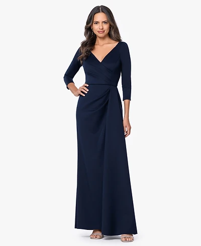 Xscape Women's 3/4-Length Sleeve V-Neck Gown