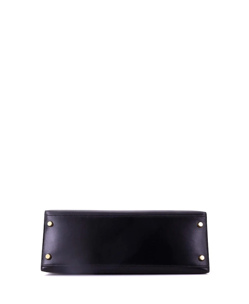 Pre-Owned HERMES Kelly 32 Handbag Black Box Calf with Gold Hardware