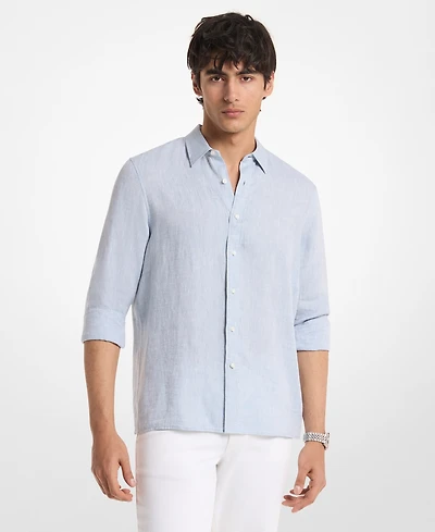 Michael Kors Men's Linen Classic-Fit Long-Sleeve Button Up Shirt