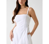 Guess Women's Cotton Sharon Sangallo Square Neck Midi Dress