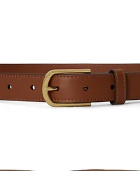 Lauren Ralph Women's Rounded-Buckle Leather Skinny Belt