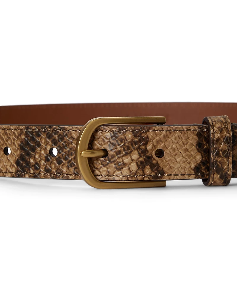 Lauren Ralph Python-Embossed Leather Belt