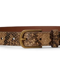 Lauren Ralph Python-Embossed Leather Belt